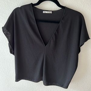Boxy Black V-Neck Zara Top